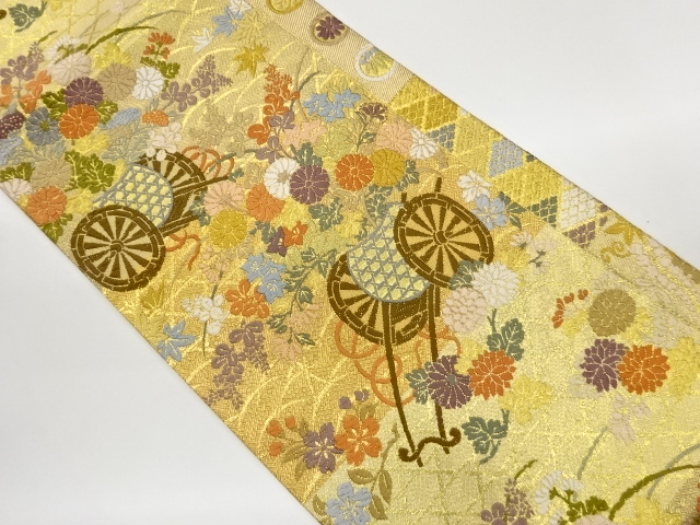 JAPANESE FUKURO OBI / SAGANISHIKI / KARA-ORI / WOVEN FLORAL CART
